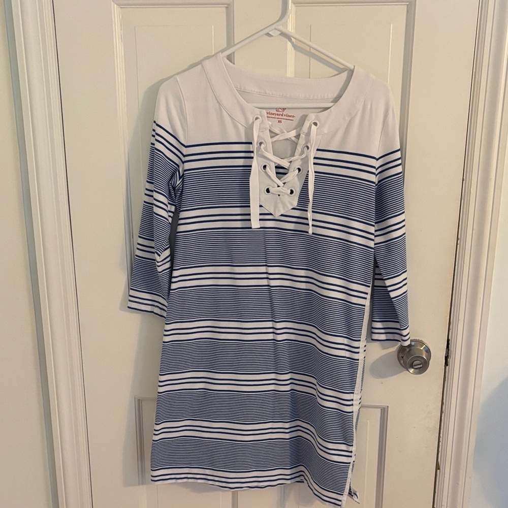 Vineyard Vines White Lace-Up Top